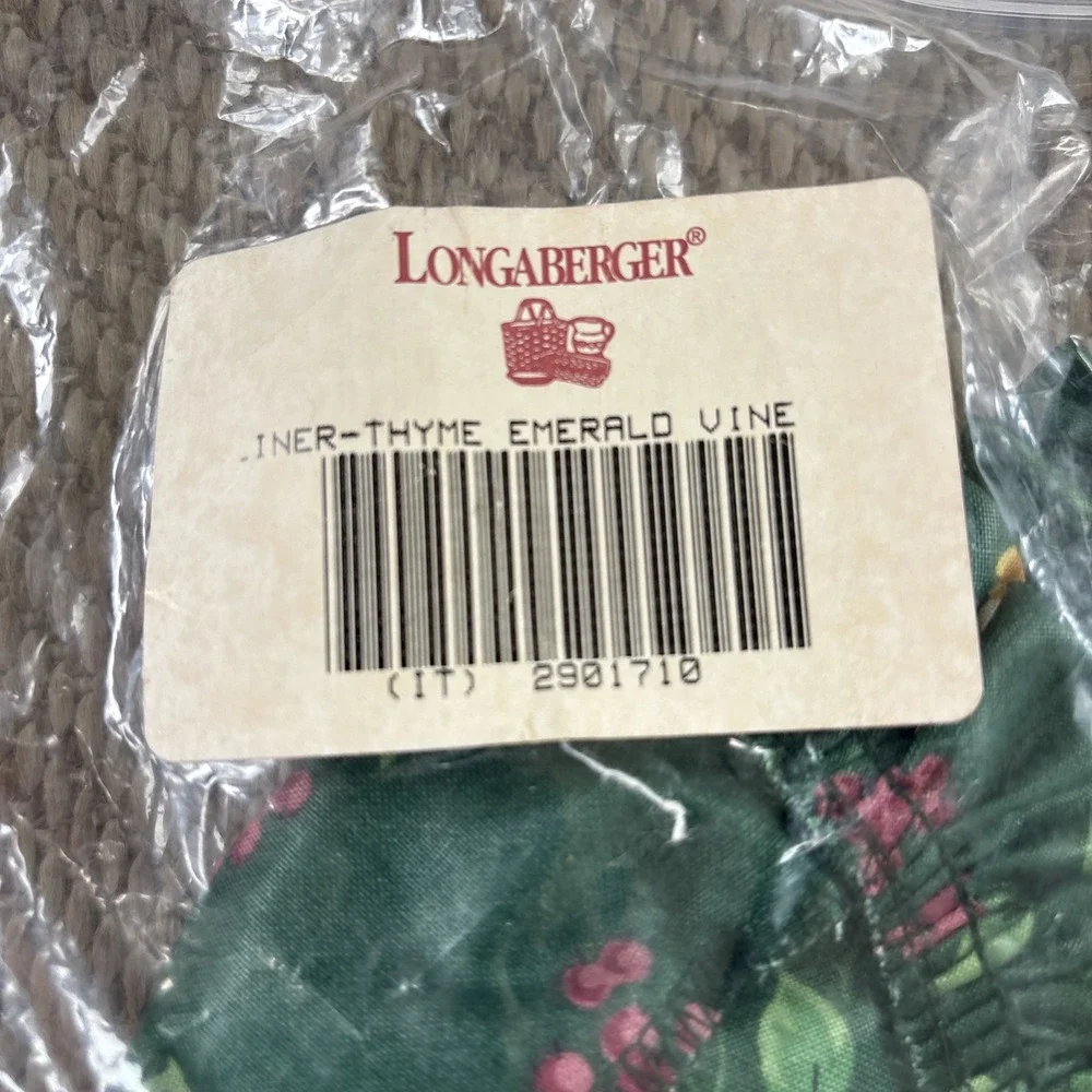 Longaberger Thyme Booking Basket Liner Emerald Vine